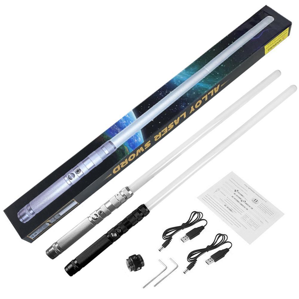 Transfronteriza Amazon Star Wars espada láser sable de luz de Metal 7 colores RGB efecto de sonido de inducción que cambia de color recargable