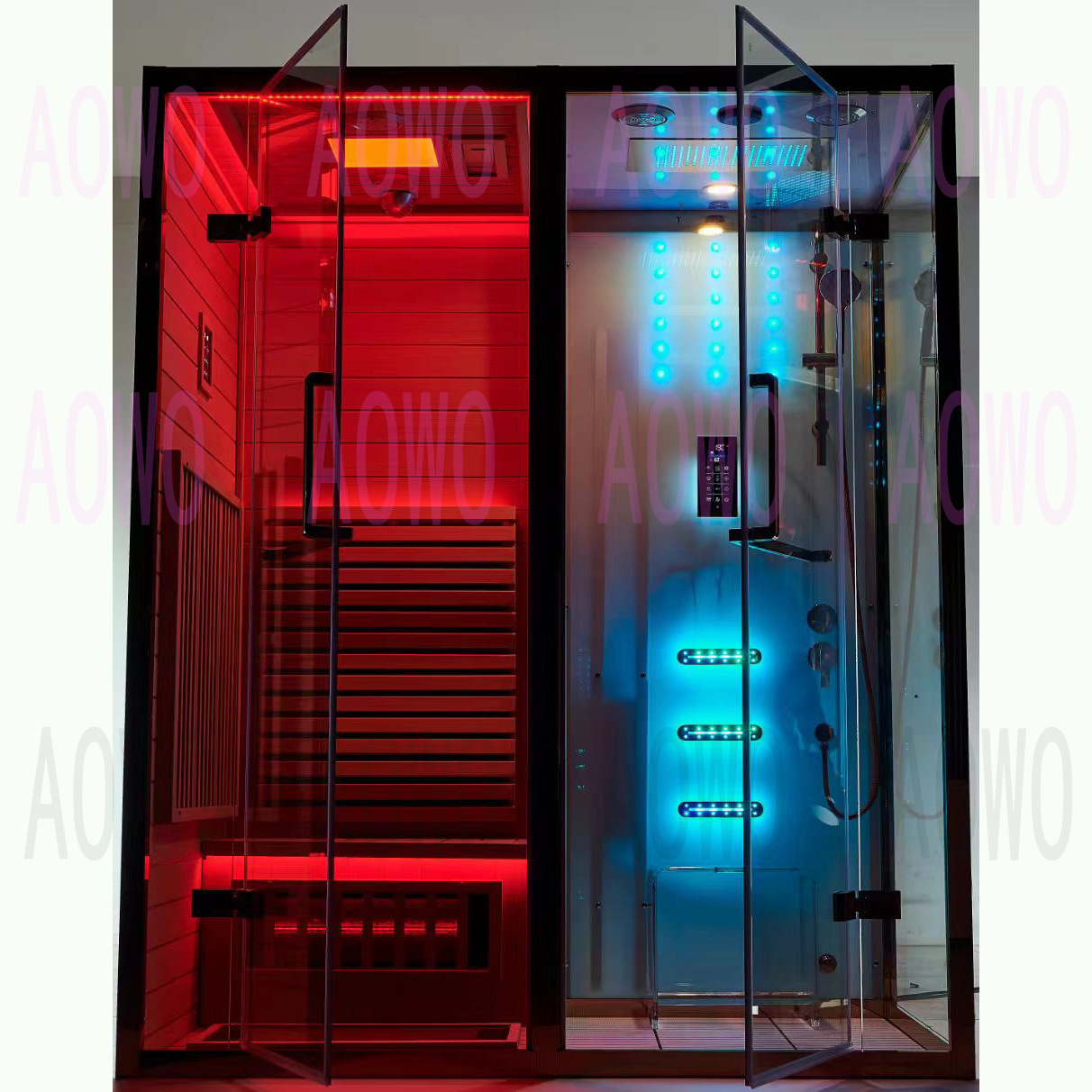 sala de vapor húmedo y seco no estándar, sala de onda de luz de vapor húmedo, sala de ducha integral, baño doméstico, villa