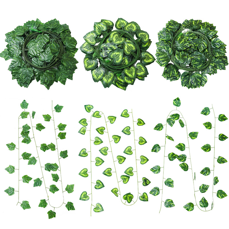 Wholesale manufacturer of artificial grape leaves and vine trellis landscaping evergreen vines outdoor artificial green plants climbing ivy leaves artificial vines
