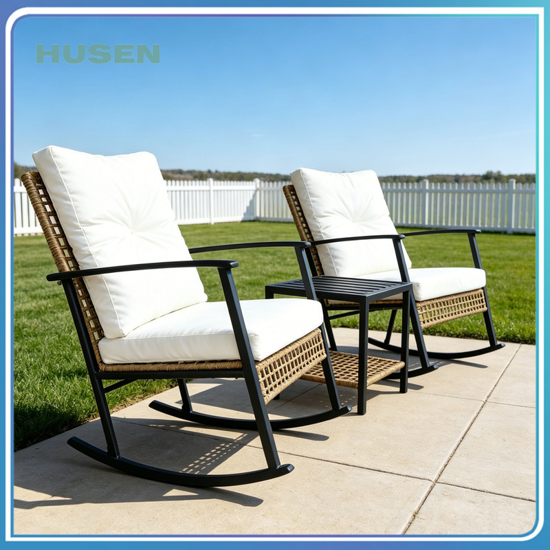Cross-Border Rattan Rocking Chair Three-Piece Set Garden Patio Leisure Seating Coffee Table Combination Rattan Rocking Chair Cross-Border Rattan Rocking Chair Three-Piece Set Garden Patio Leisure Seating Coffee Table Combination Rattan Rocking Chair