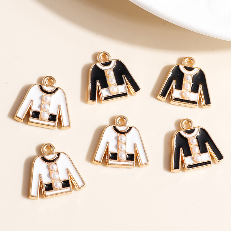 10pcs/pack Dress Jacket Like Pearl Jewelry Alloy Dripping Oil Accessories Mobile Phone Handbag DIY Pendant