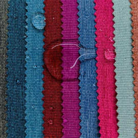 新品阳离子雪花山东绸纹路 PU涂层防泼水 手袋背包面料 童车面料