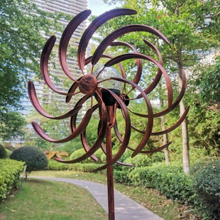Foreign Trade Amazon Popular Solar Lamp Double-Sided 360-Degree Rotating Bronze Garden Iron Decorative Windmill