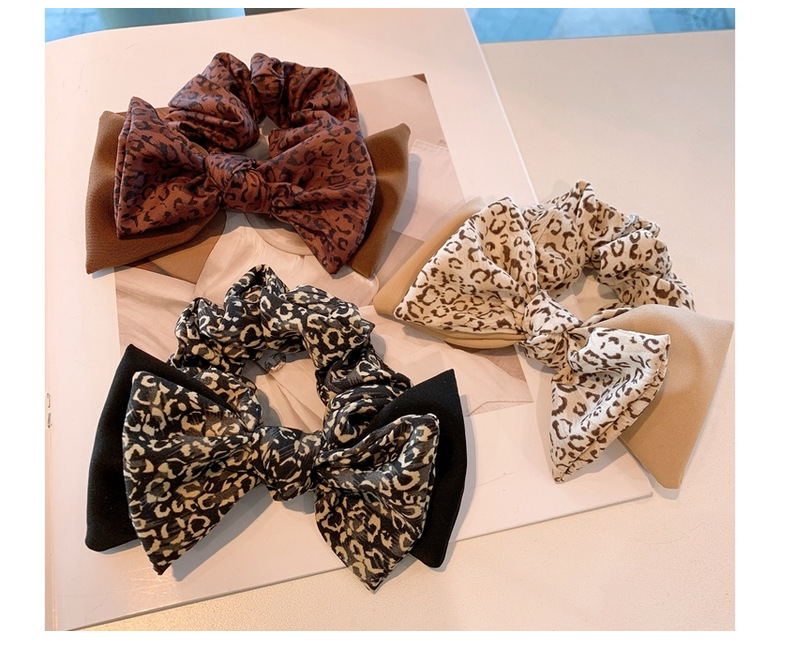 Korea Retro Chiffon Double Bow Leopard Print Hair Scrunchies display picture 3