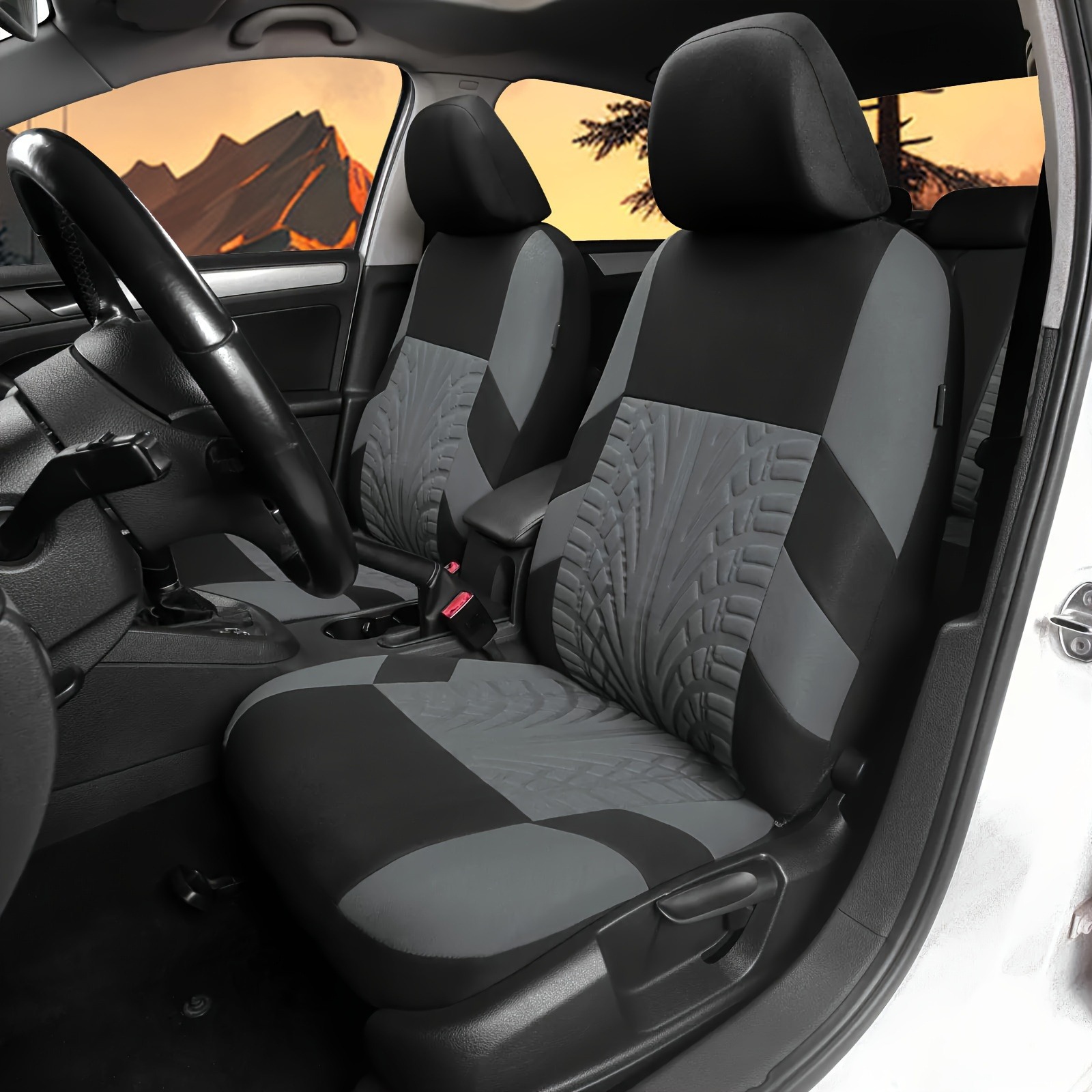 Cross-Border Best-Selling Car Seat Covers on Meike, 9-Piece Set, Universal for All Seasons, Tire Pattern Car Seat Covers Wholesale