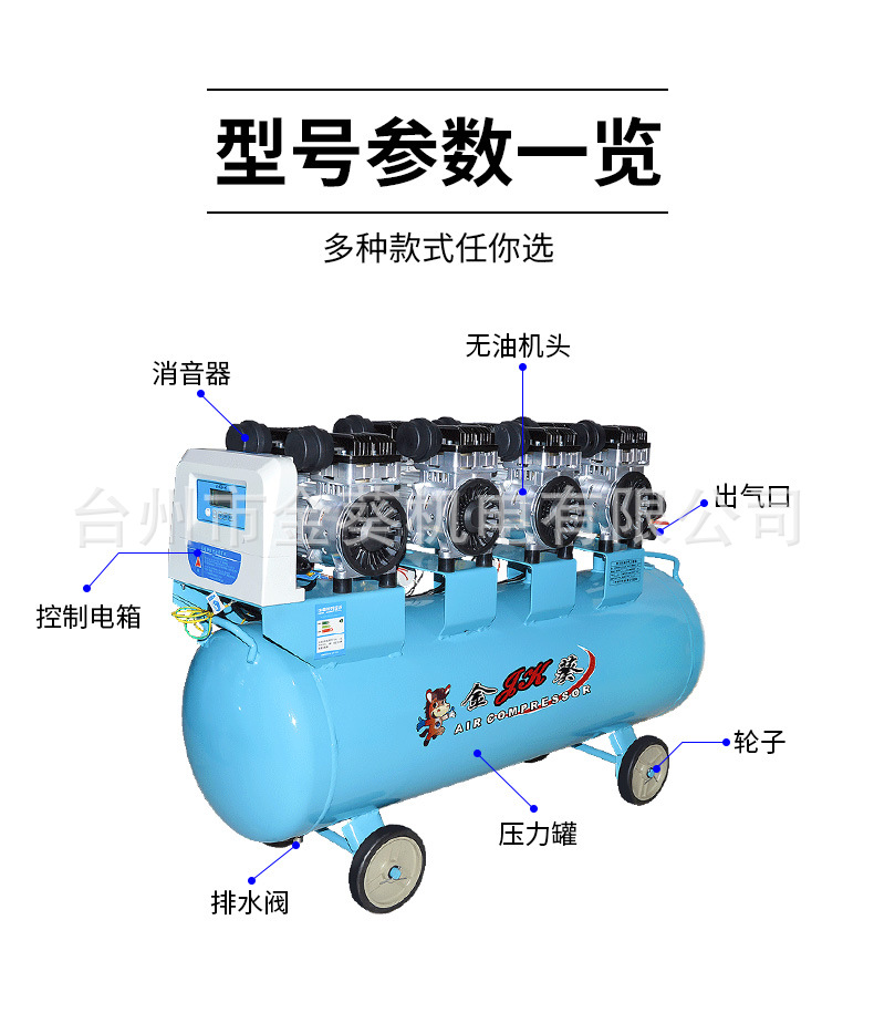 Jinqui Air Compressor High-Pressure 7.5Kw Silent Industrial-Grade Auto Repair 220V Air Pump Low-Noise Inflator