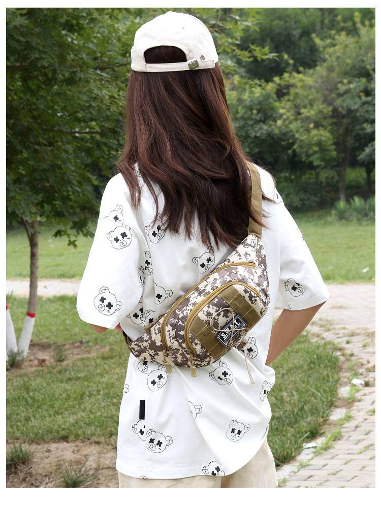 Sports bag Camouflage Military Fan waist bag, multi-functional crossbody bag, Outdoor running sports, large-capacity single-shoulder chest bag undefined