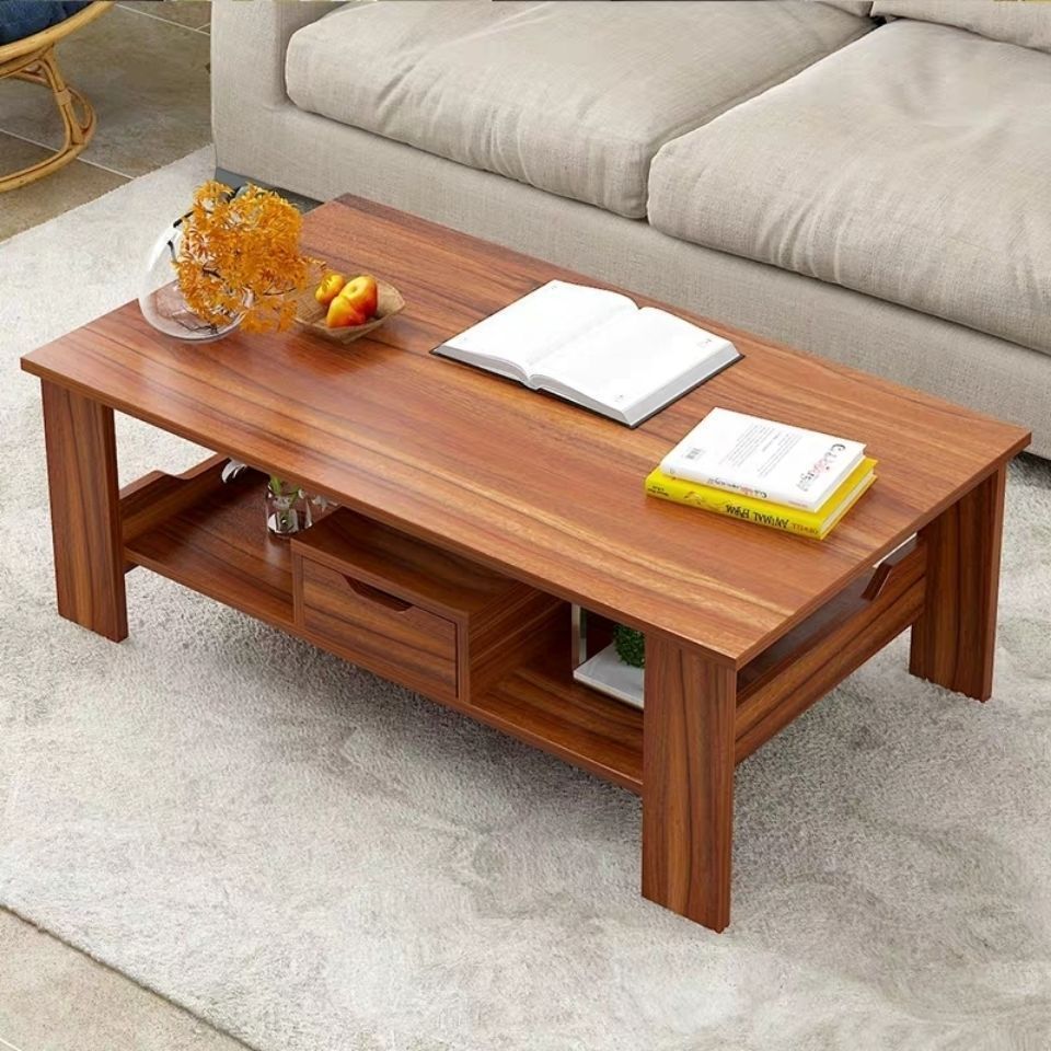 Bedside Table for Small Apartments, Dining Table for Home Rental, Simple Rectangular Floor-Standing Double-Layer Tea Table