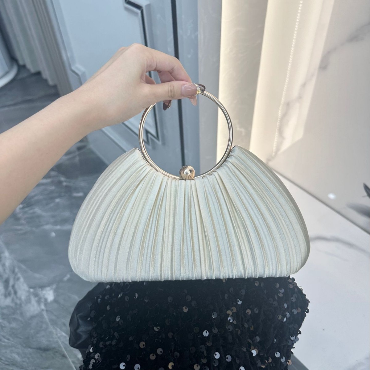 Borsetta da sera plissettata da donna clutch elegante da festa_voghion.com