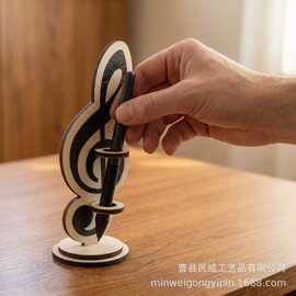 教师节乐符造型笔筒设计2D木质摆件手工创意教师节桌面摆件礼物
