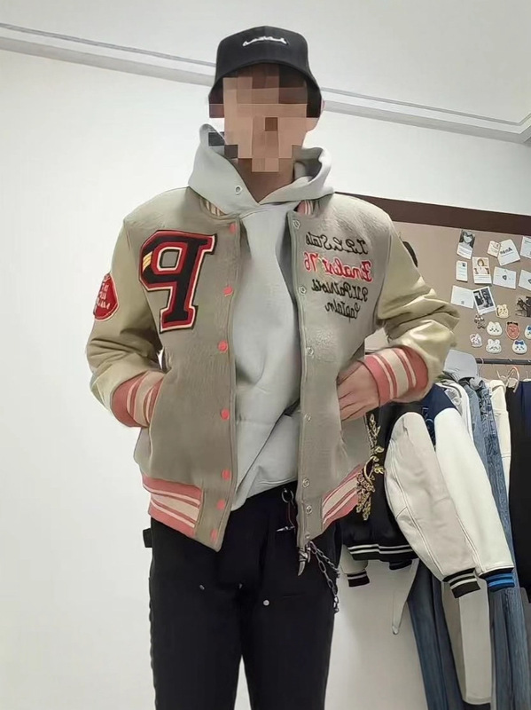 跨境棒球服美式复古高街字母毛巾袖男春秋潮嘻哈宽松休闲夹克外套|undefined