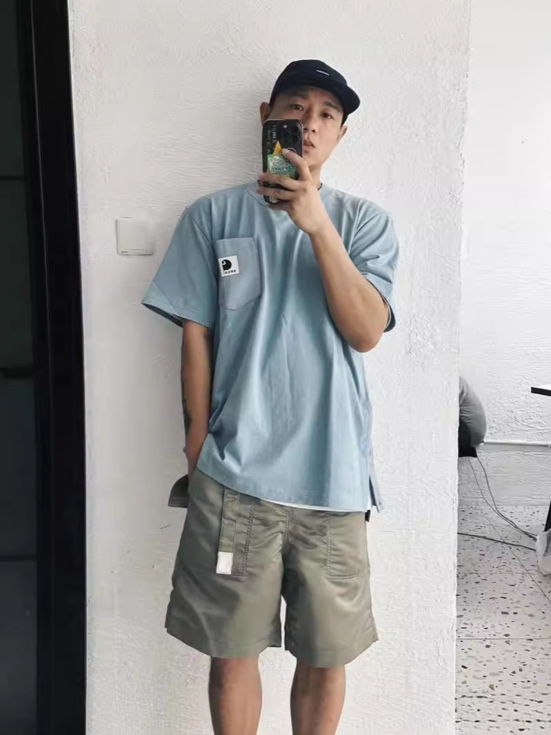 顶牛!卡哈char X saci 联名双侧开衩暗扣口袋T恤短袖陈冠希同款
