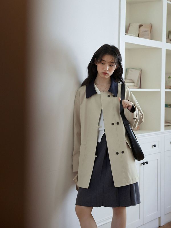 新しい厚手の作業服、香港スタイル、ファッショナブルで多用途、コントラストカラー、ルーズカジュアル、ラペルステッチ、コットンジャケット、ウインドブレーカー|undefined