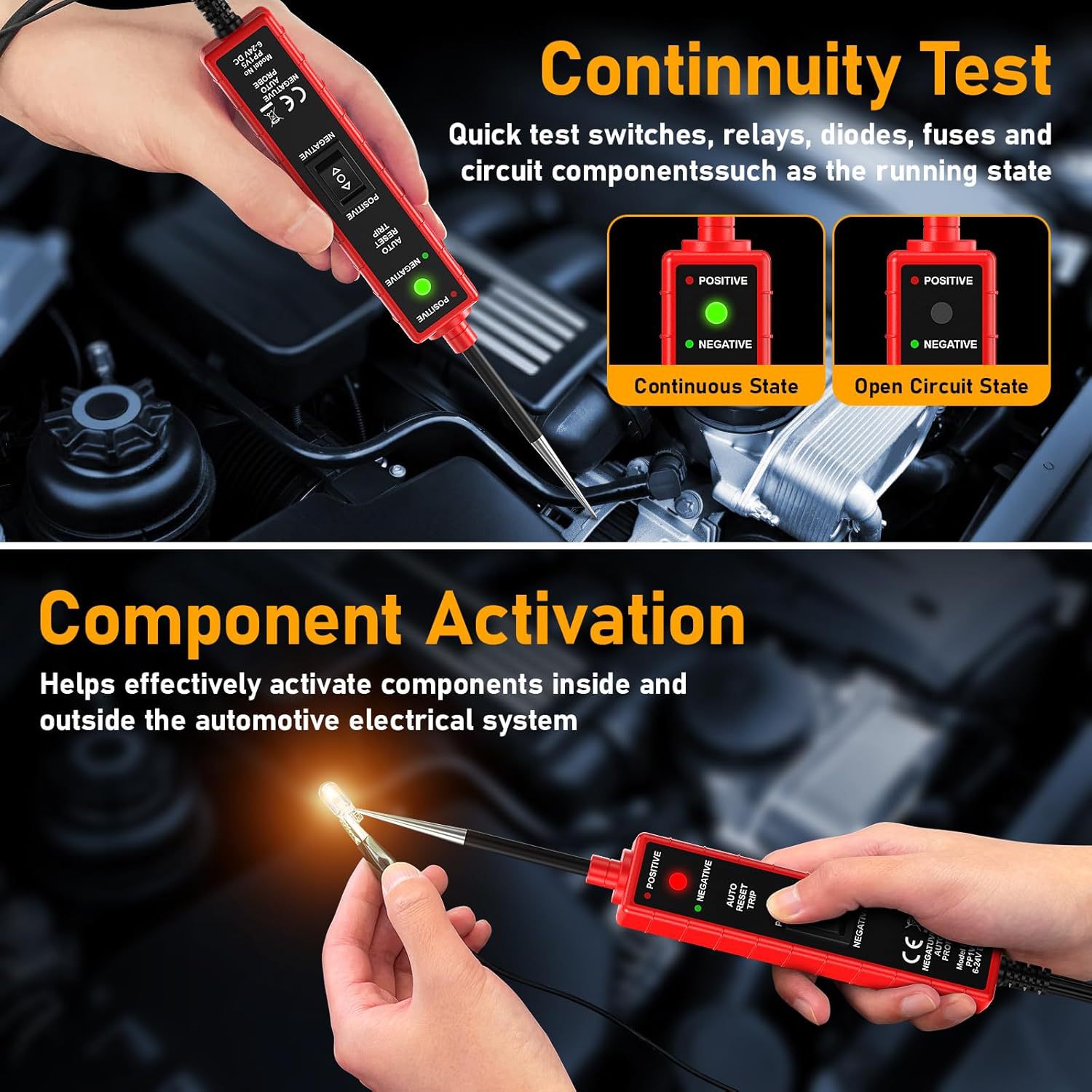 Car Multifunction Drive Test Pen 6-24V Dc Car Circuit Tester Automotive Electrical System Tester