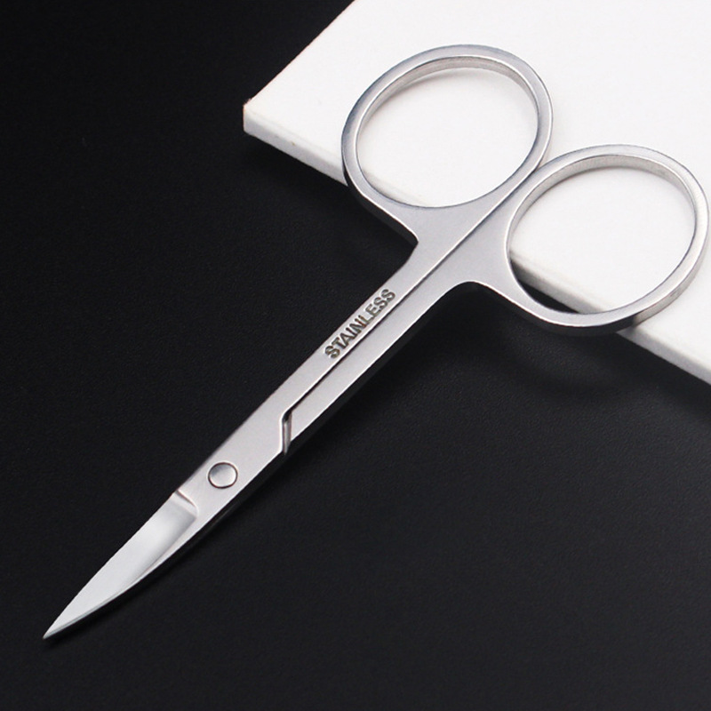 不锈钢2.0镜光砂光鼻毛尖剪圆头修鼻毛小剪刀美妆工具 眉毛剪A剪
