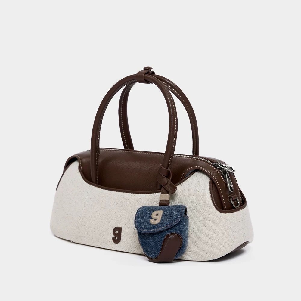 Medium canvas white + denim headphone bag