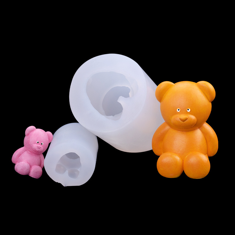 Grandes y pequeños 3D oso silicona molde yeso vela aromaterapia DIY epoxi accesorios de decoración de mesa
