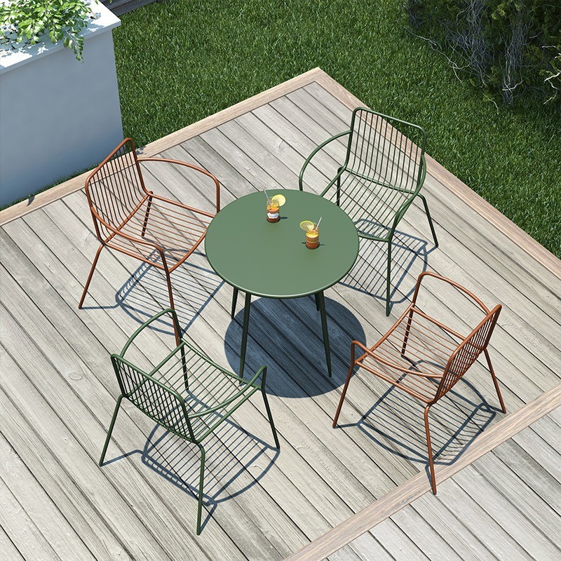 Table and Chair Milk Tea Outdoor Pendulum Combination Garden Outdoor Ironwork Leisure Balcony Outside Courtyard Cafe Simple