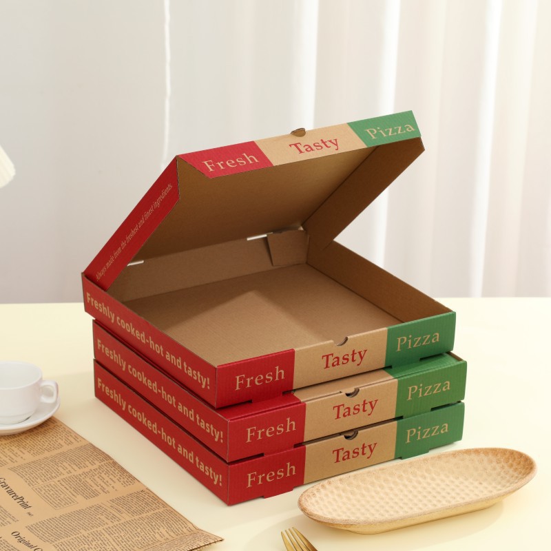 Caja de pizza Caja de embalaje de alimentos Caja de pizza comercial Caja vacía para llevar Caja kraft Caja de avión colorida Caja al por mayor