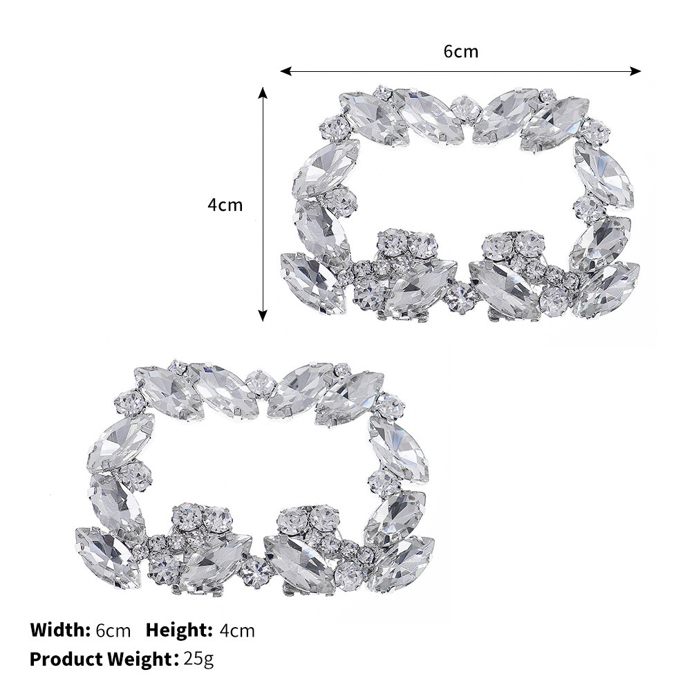 European And American Detachable Shoe Buckle Horse Eye Rhinestone Wedding Shoe Accessories Ladies Shoe Clip Alloy Crystal Square Shoe Buckle