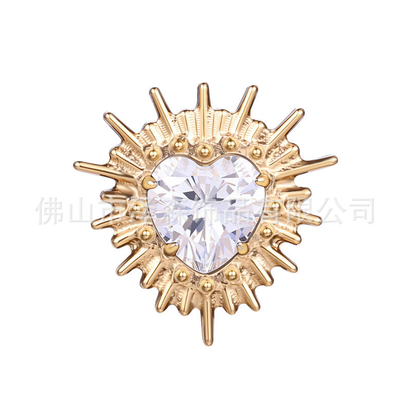 F136 Titanium Alloy Sea Urchin Ear Studs with Zirconia - Gold Cartilage Earring for Women detail image 9