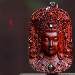 【度母觀音菩薩】紫檀木雕牌項鍊平安牌吊墜車掛件佛牌一件代發