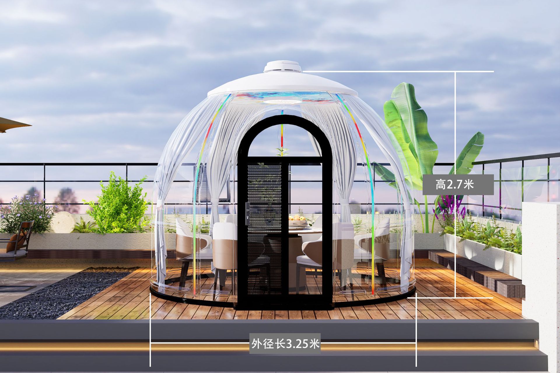 2.8-6 Métro de diámetro transparente estrella tienda de campaña directa a prueba de viento aislamiento térmico cuadrado casa solar red burbuja casa
