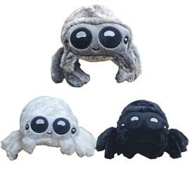 新品跨境仿真小蜘蛛玩偶卢卡斯spider黑白蜘蛛毛绒玩具公仔白色