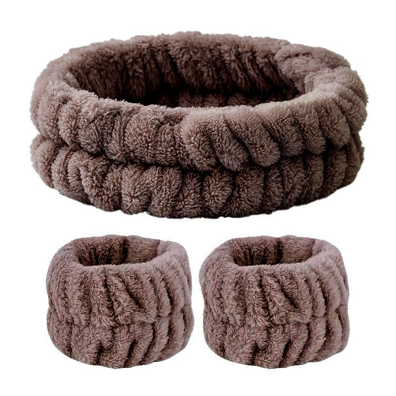Cocoa color hair tie three-piece set (three elastic hair ties)