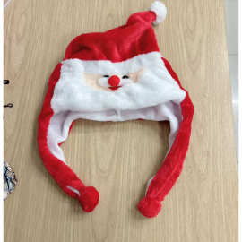 圣诞老人毛绒帽子儿童成人卡通帽幼儿园亲子道具帽套头帽现货批发