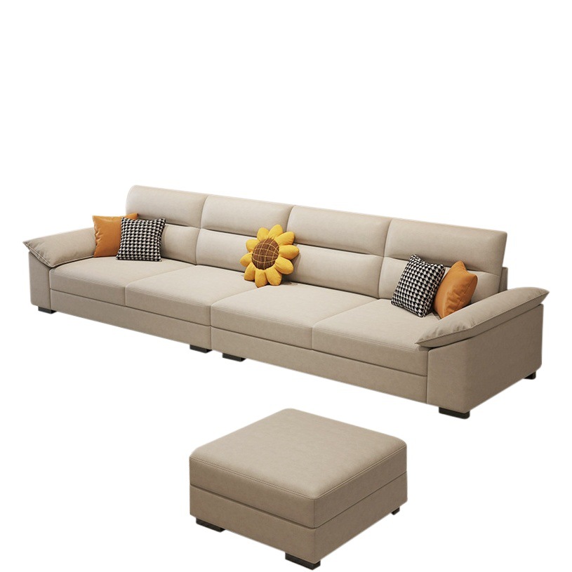 Moderno nórdico tecnología desechable sofá de tela combinación sala de estar medio y pequeño apartamento estilo crema bolsa suave sofá Chaise
