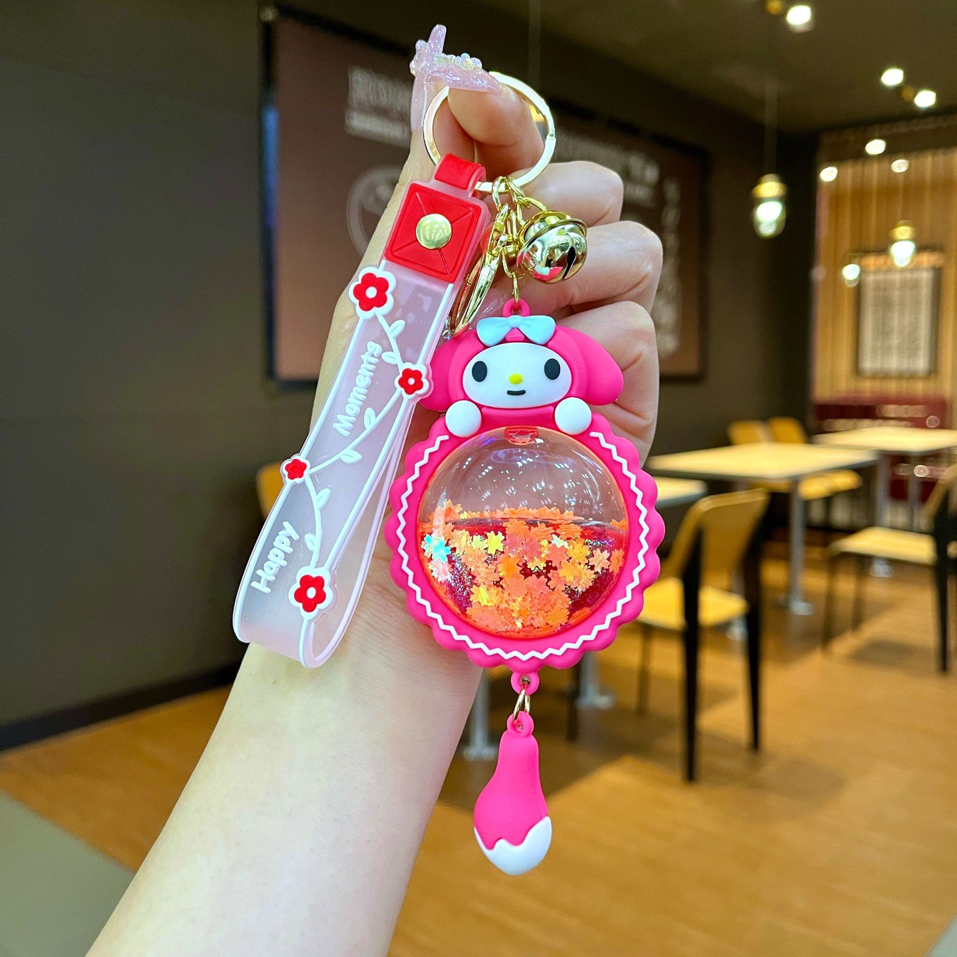 Nuevo llavero de dados luminosos con aceite, cuentas de burbujas, dados, colgantes de botella de arena de cristal, colgantes de bolsas al por mayor