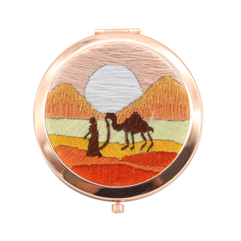 Bordado hecho a mano diy auto-bordado espejo cosmético paquete de material matar el tiempo de tela creativa Lu bordado espejo de mano de doble cara