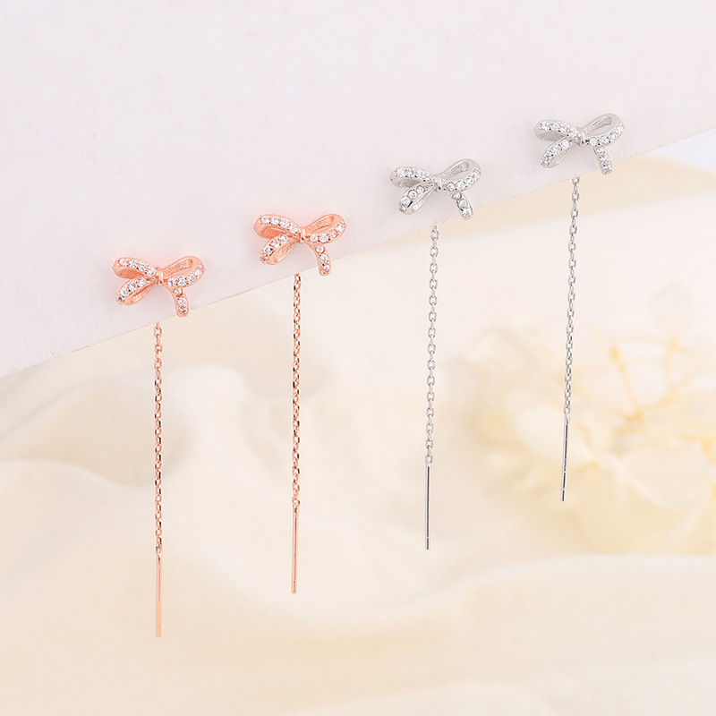 今年新款獨特的蝴蝶結長流蘇耳環精緻養耳洞耳線2022年新款潮女細