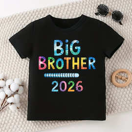 欧美热销现货Big Brother2026印花T恤纯棉圆领短袖男女童装1011-8