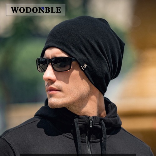 Baotou hat men's thin pile hat nightcap turban hat cotton hat winter Korean version versatile black pullover hat for men