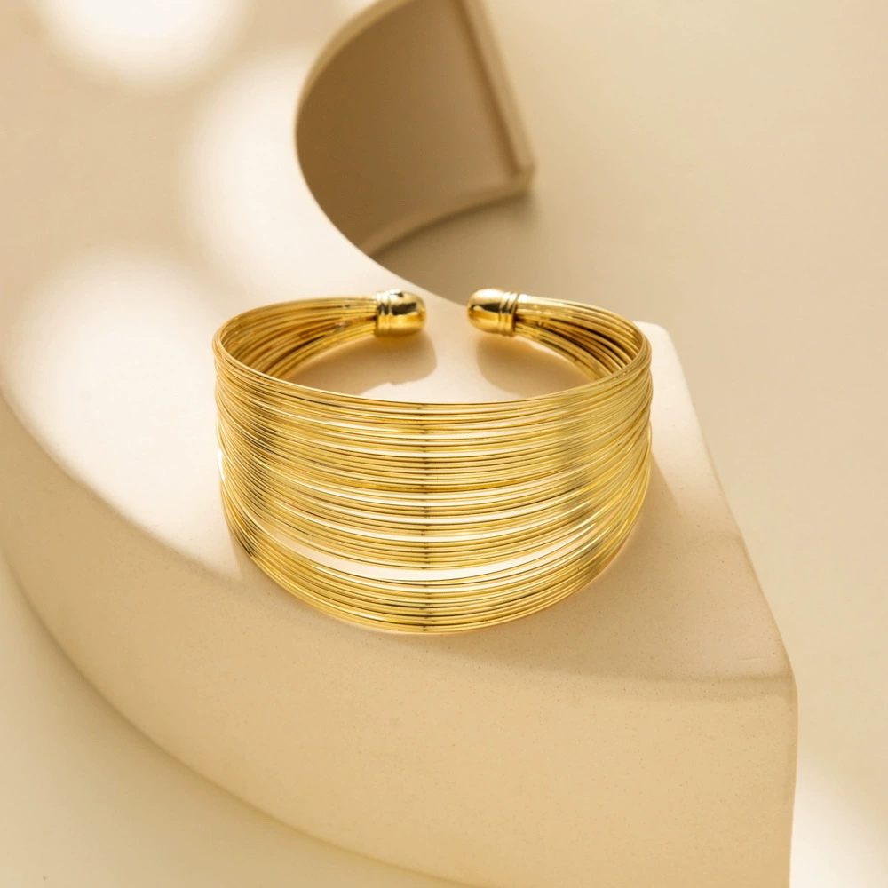 2023 Amazon трансграничный модный браслет Европейский и американский трансграничный креативный преувеличенный многослойный открытый широкий браслет для женщин