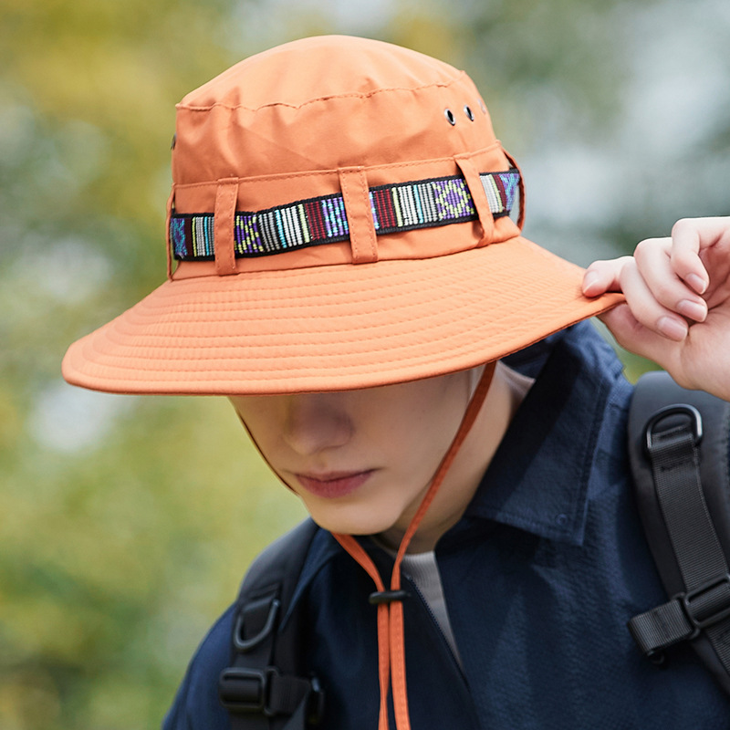Chapeau d'alpinisme avec ruban pour hommes, chapeau de pêcheur Simple, pare-soleil attaché, coupe-vent, nouvelle collection printemps/été_voghion.com