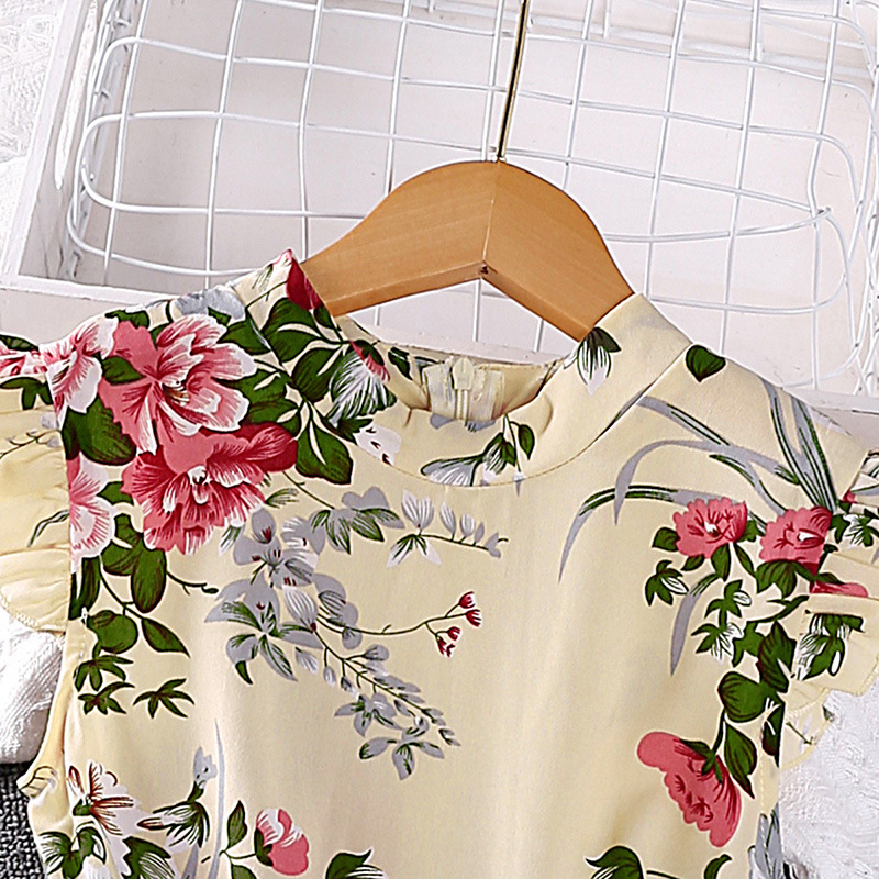 Regular Dress Dresses Type Cotton Blend, Polyester Fabric Type Mid Waist Waist Line Outdoor, Daily, Date Occasion Princess Flower Cotton Blend Polyester Girls Dresses