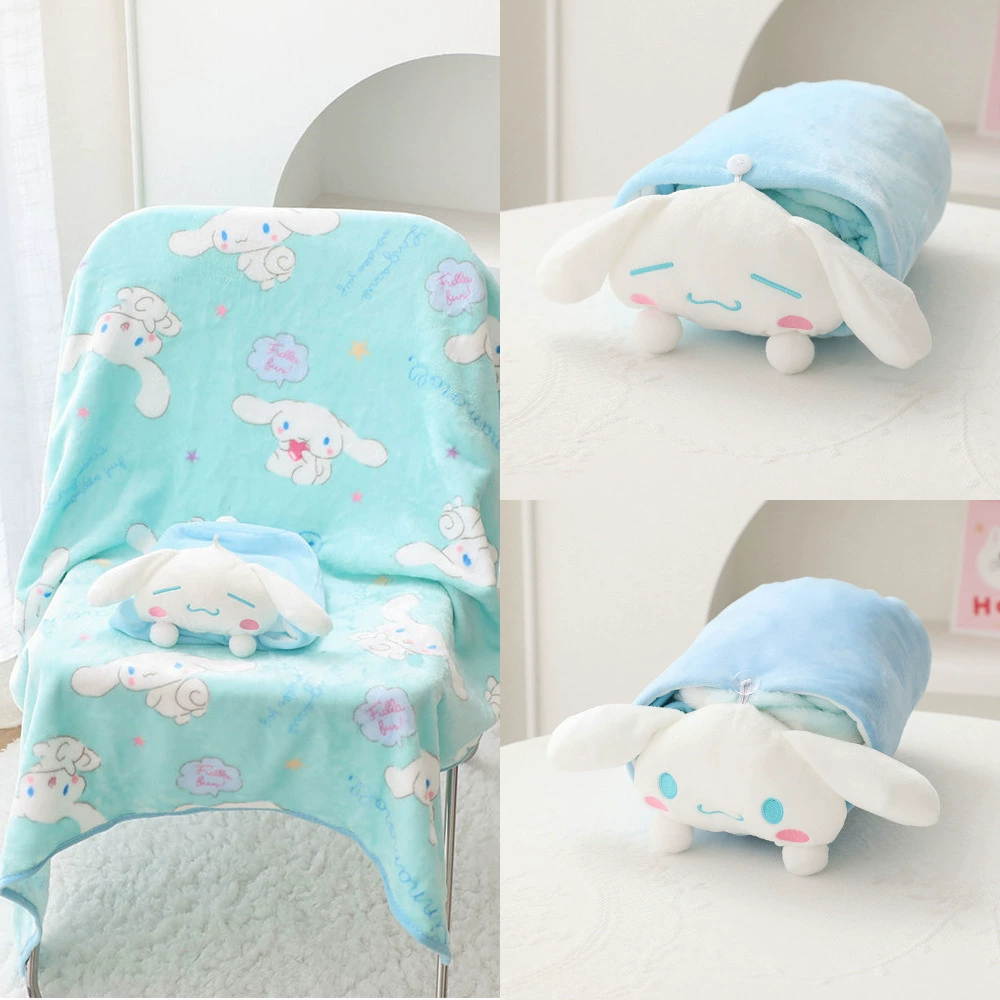 Cartoon pillow for sleep, flannel children's baby duvet
