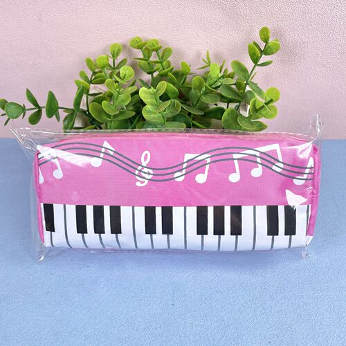 Piano keyboard note single-layer pen bag for primary school students, children fabric pencil bag, stationery bag, stationery pencil case