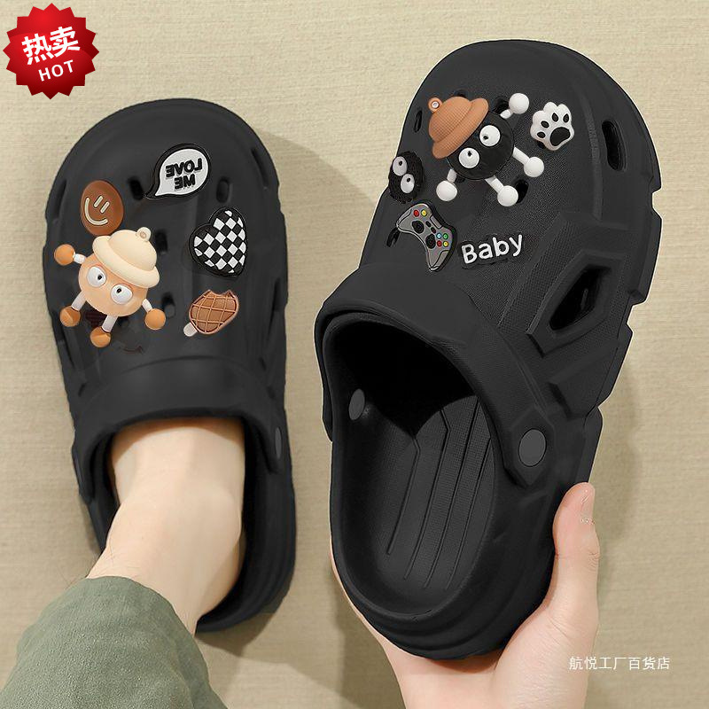 in stock 2024 new style hole shoes men's excrement feeling summer outdoor beach thick bottom non-slip couple men