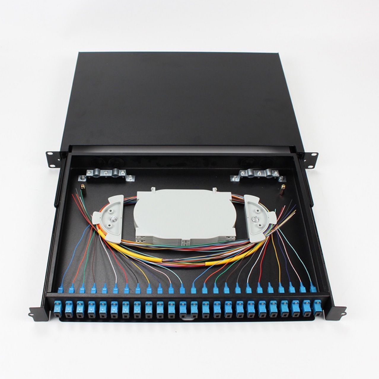 24口抽拉式2机架终端盒机房光线接续盒 LC机架式光线配线架满配SC