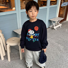 25冬季新款儿童加绒卫衣史努狗印花摇粒绒卫衣可爱卫衣套头衫内搭