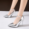 Silver fashionable footwear high heels, bridesmaid dress, wedding dress, bright catchy style, plus size, wholesale