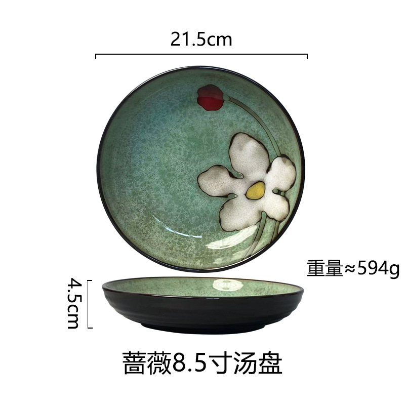 Horno creativo, plato de comida occidental esmaltado, plato de carne, plato de verduras para el hogar, plato de cerámica, plato de pasta de color esmaltado, plato de desayuno al por mayor