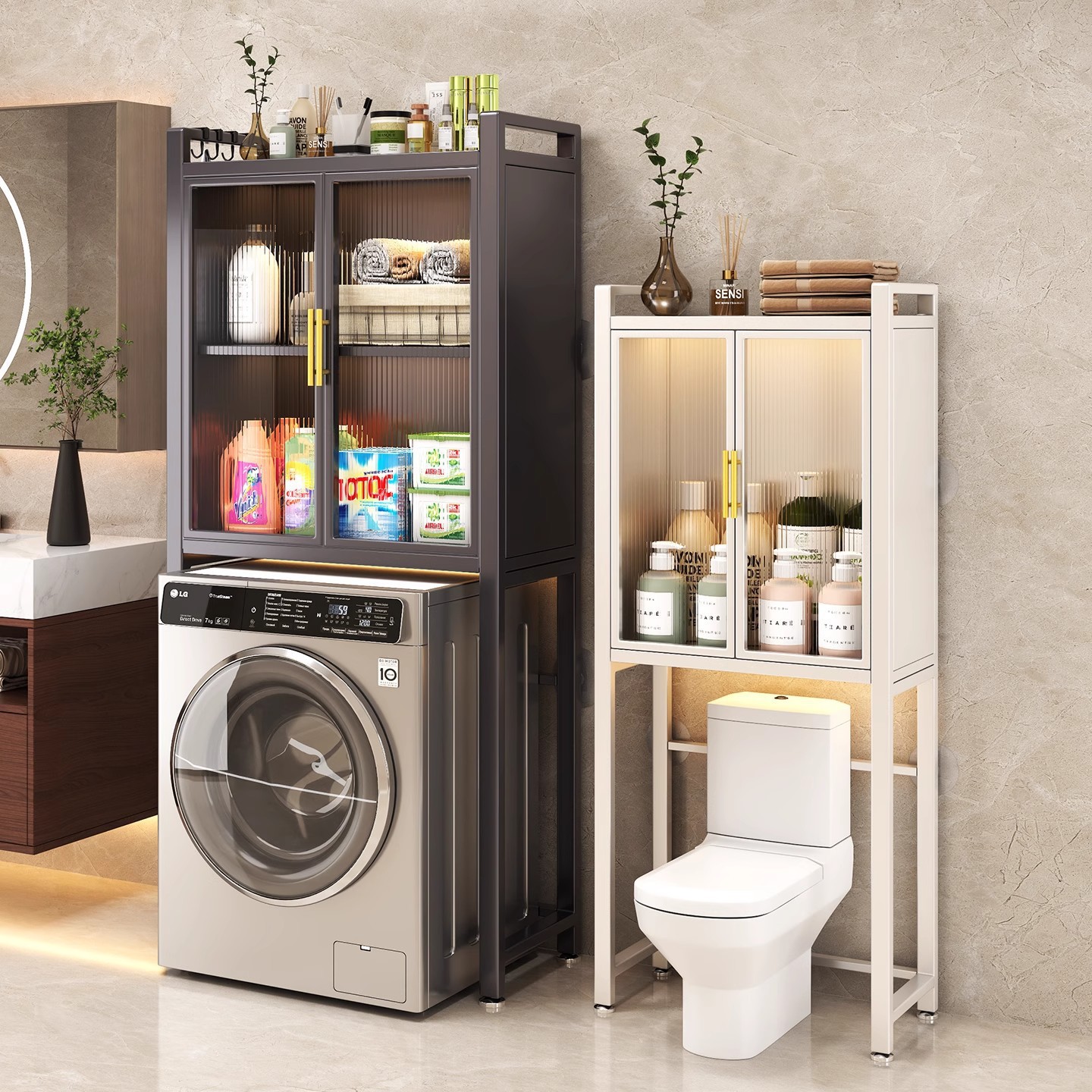Bathroom Washing Machine Storage Rack Toilet Storage Cabinet Above the Toilet Wall Floor-Standing Multi-Layer Balcony Gap Shelf