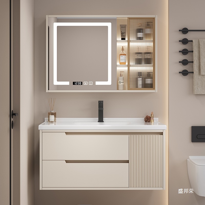 Integrated Modern and Simple New Product, Cabinet Can Be Ordered, Light Luxury Hand Washing Smart Basin, Bathroom Washroom Cabinet