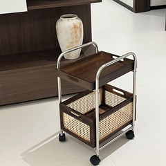 カート中古辺のいくつかの実木客間ソファーのサイドキャビネットの高級移動可能な実木創造カート