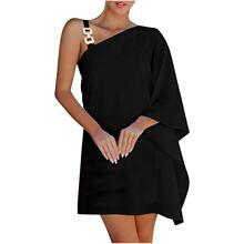 H 99756 Chain Strap Off Shoulder Dress ӡ���B��ȹ